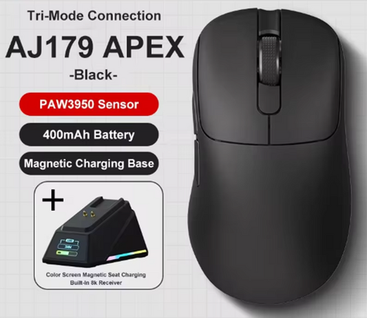 Миша ігрова бездротова Ajazz AJ179 Apex, PAW3950, 8KHz, 400 мА·г,RGB Magnetic-Scren Charging
