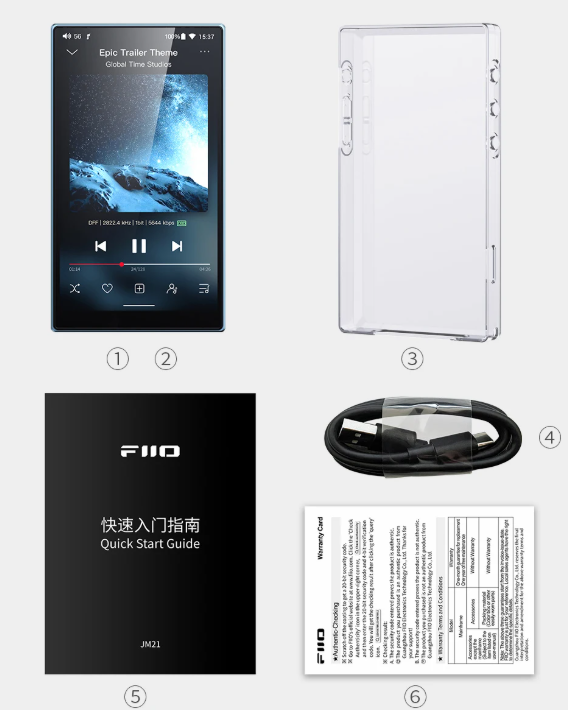 Аудіоплеєр портативний FiiO JM21, Dual CS43198, Android 13, 700 мВт