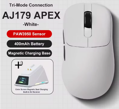 Миша ігрова бездротова Ajazz AJ179 Apex, PAW3950, 8KHz, 400 мА·г,RGB Magnetic-Scren Charging