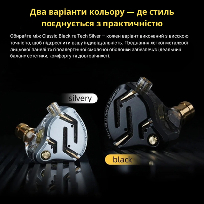 Навушники KZ ZS12 Pro 2 — гібридні IEM 1DD + 5BA, з мікрофоном
