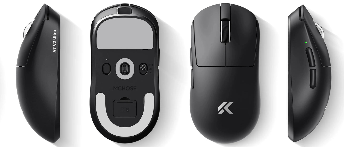 MCHOSE A7 V2 Ultra – бездротова ігрова миша Tri-Mode (PAW3395 Ti, 42 000 DPI, 8K, 59 г)