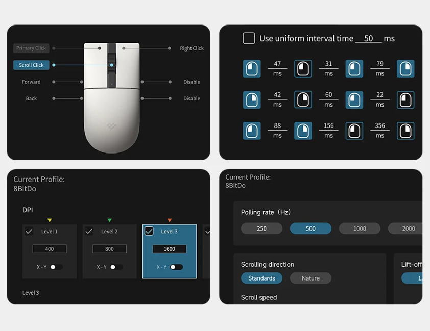 8BitDo Retro R8 – бездротова ігрова миша (N Edition, PAW3395, 4K Polling, Dock)