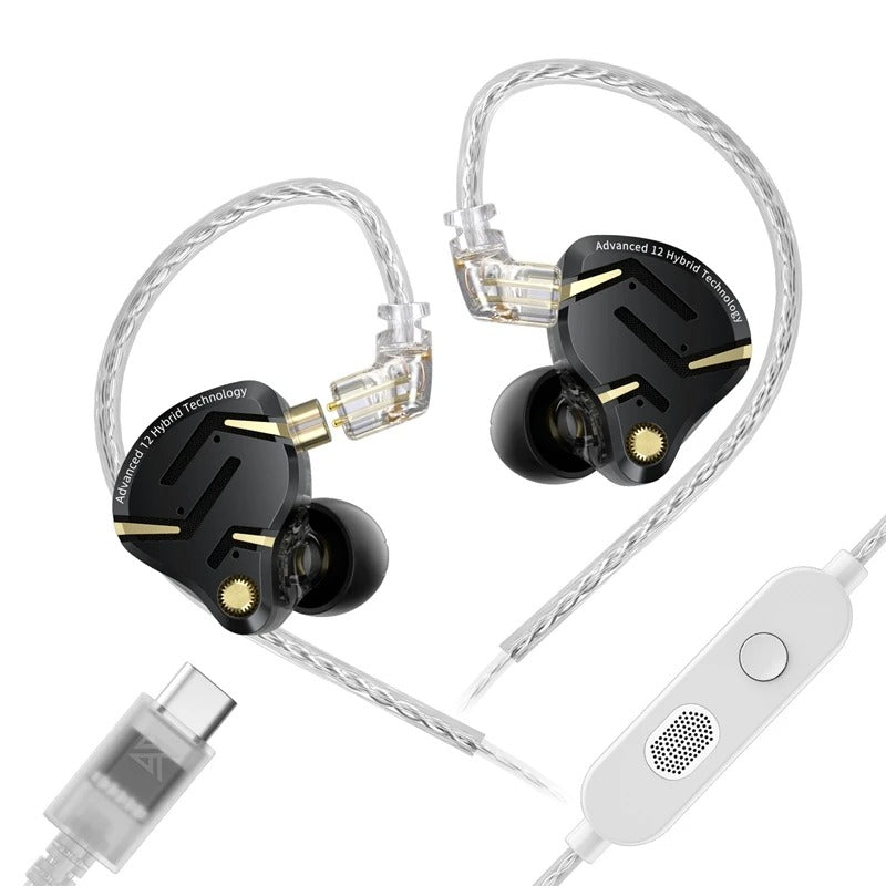 Навушники KZ ZS12 Pro 2 — гібридні IEM 1DD + 5BA, з мікрофоном
