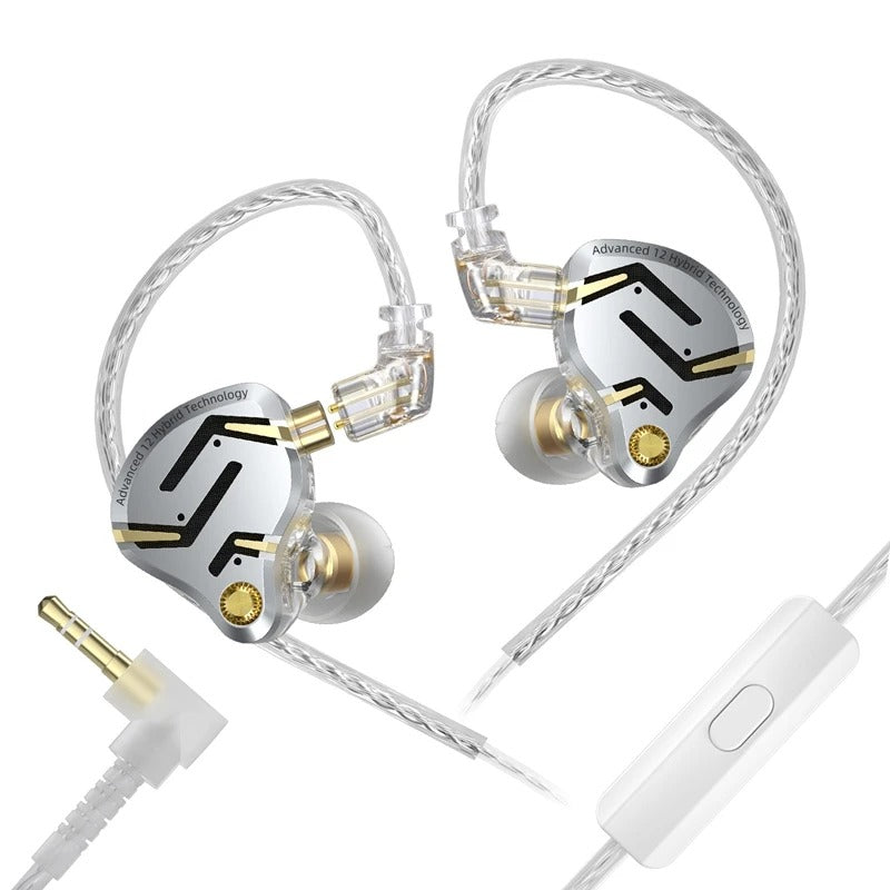 Навушники KZ ZS12 Pro 2 — гібридні IEM 1DD + 5BA, з мікрофоном